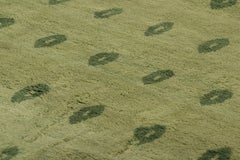 Rug & Kilim’s Art Nouveau Style Custom Rug Design with Green Geometric Pattern