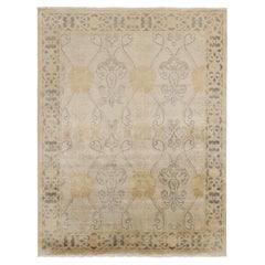 Rug & Kilim’s Art Nouveau Style Rug in Beige with Gold Trellis Floral Patterns