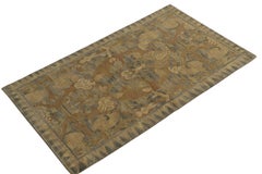 Rug & Kilim’s Arts & Crafts Style Rug in Beige-Brown and Blue Floral Patterns