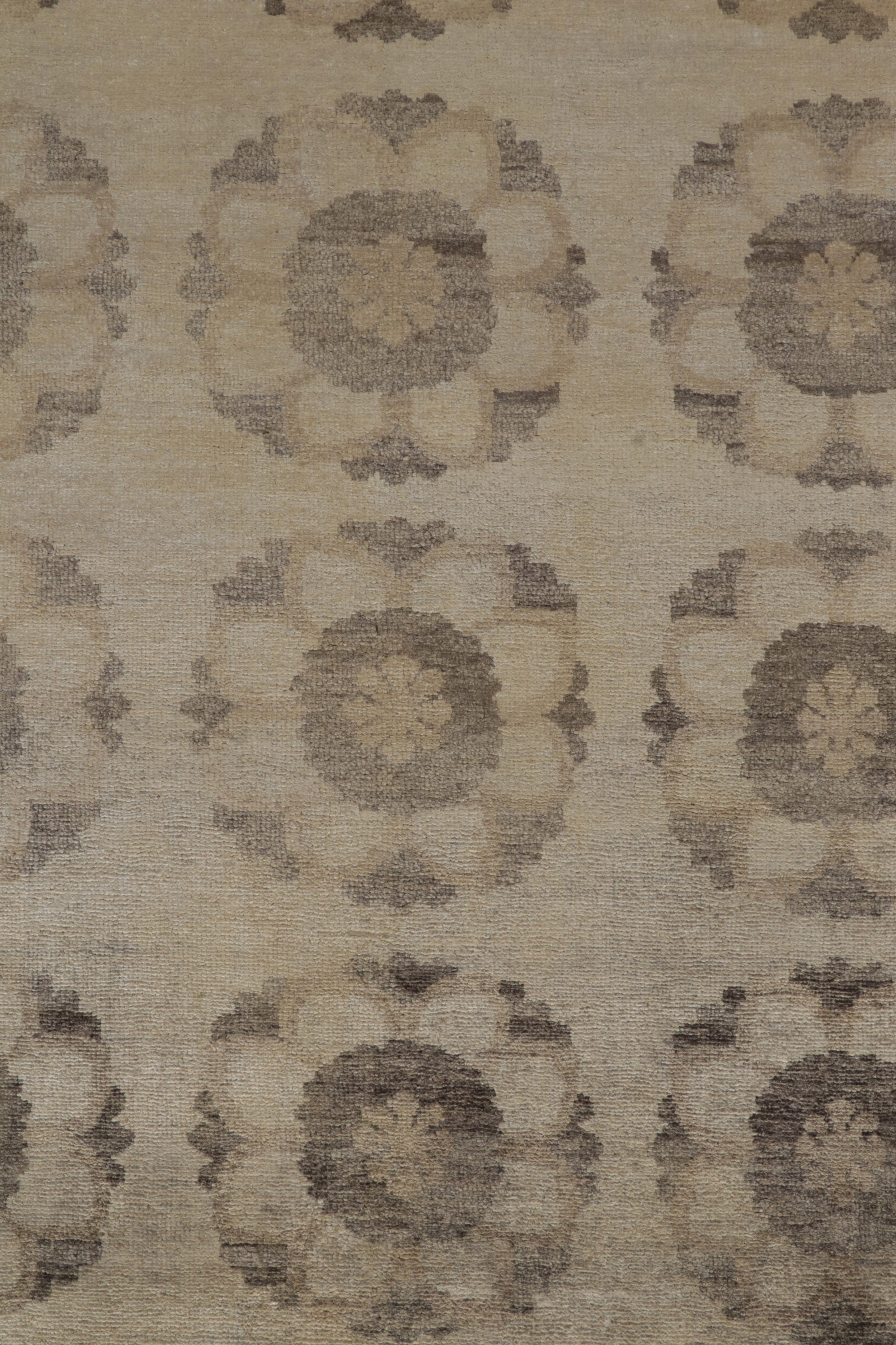 Noué à la main Tapis &amp;amp; Kilims style Arts &amp;amp; Crafts à motifs de médaillons beige-marron en vente