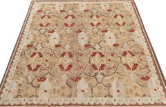 Rug & Kilim's Aubusson Teppich in Flachgewebe, Beige, Grau und Rot mit Blumenmustern