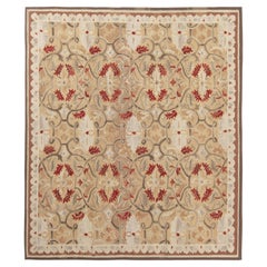 Rug & Kilim’s Aubusson Flat Weave Style Rug, Beige, Gray and Red Floral Pattern