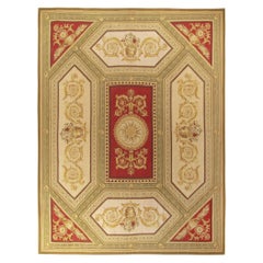 Rug & Kilim: Tappeto Aubusson a trama piatta, motivi floreali rossi e verdi.0