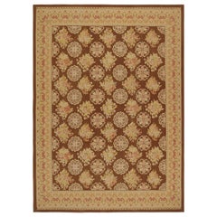 Alfombra de Rug & Kilim estilo Aubusson de tejido plano en marrón con motivos florales beige