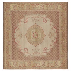 Rug & Kilim’s Aubusson Flatweave Style Rug with Beige Floral Medallion