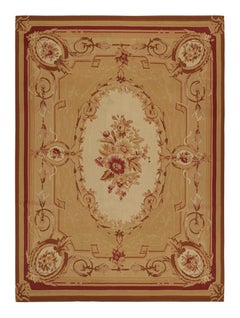 Rug & Kilim: Tappeto Aubusson a tessitura piatta con medaglione floreale oro e rosso
