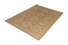 Rug & Kilim a trama piatta in stile Aubusson con motivo floreale beige-marrone