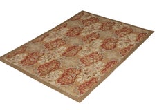 Rug & Kilim's Aubusson Style Flat-Weave Beige-Brown Red Floral Pattern