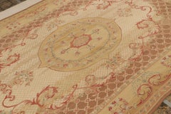 Rug & Kilim’s Aubusson style Flat Weave in Brown, Gold and Red Floral Medallion
