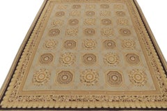 Rug & Kilim’s Aubusson Style Flat Weave in Gray, Beige and Gold Floral Pattern