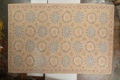 Rug & Kilim's Aubusson Style Flat-Weave Rug in Beige Gold Floral Pattern