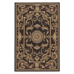 Rug & Kilim’s Aubusson Style Flatweave in Brown with Medallion & Floral Patterns