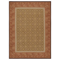 Tejido plano estilo Aubusson de Rug & Kilim con estampado floral beige-marrón