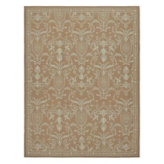 Rug & Kilim’s Aubusson Style Flatweave Rug in Brown with Beige Floral Patterns