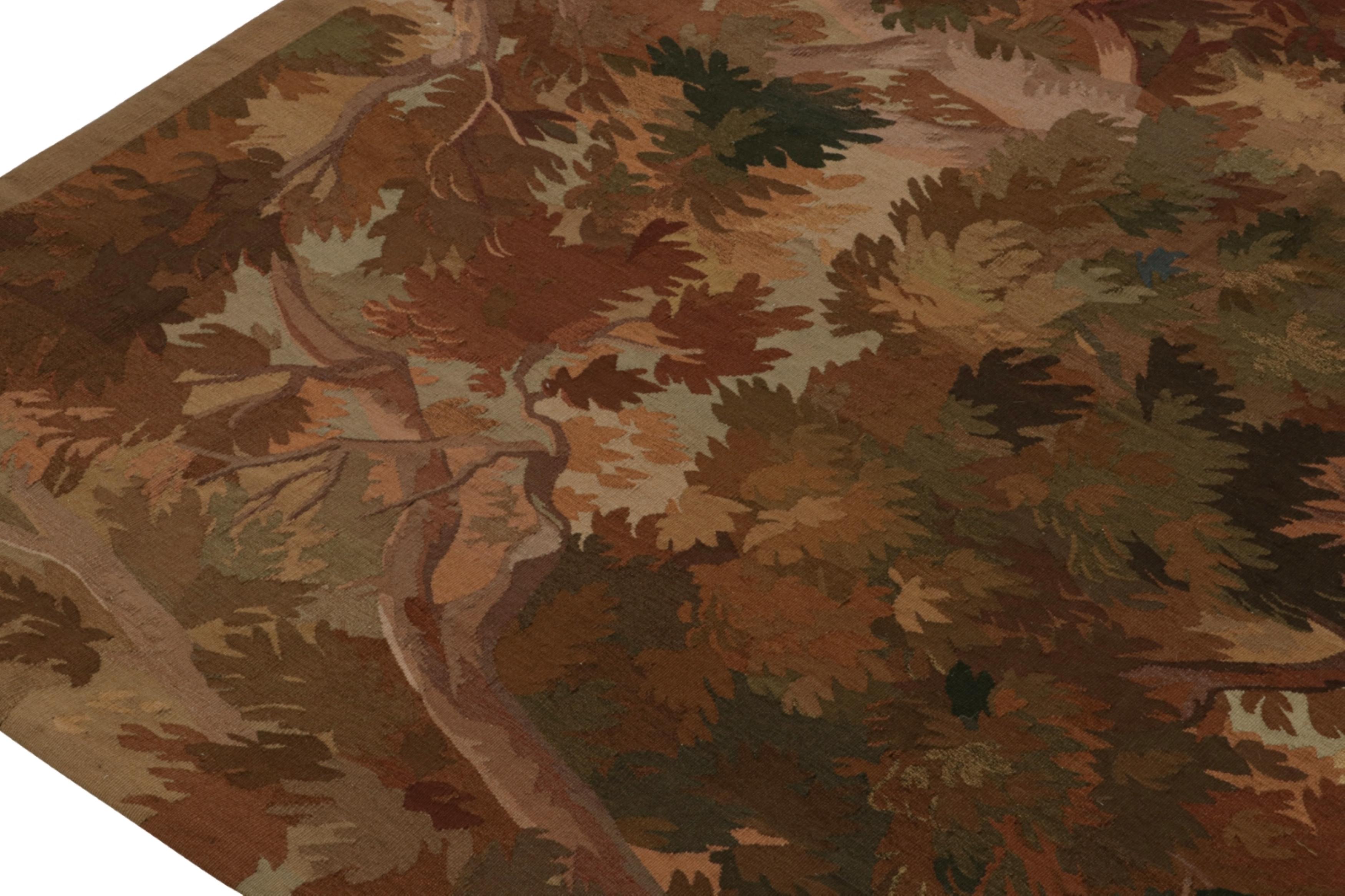 Rug & Kilim’s Aubusson-Style Flatweave Rug in Brown with Rich Floral Pictorial In New Condition For Sale In Long Island City, NY