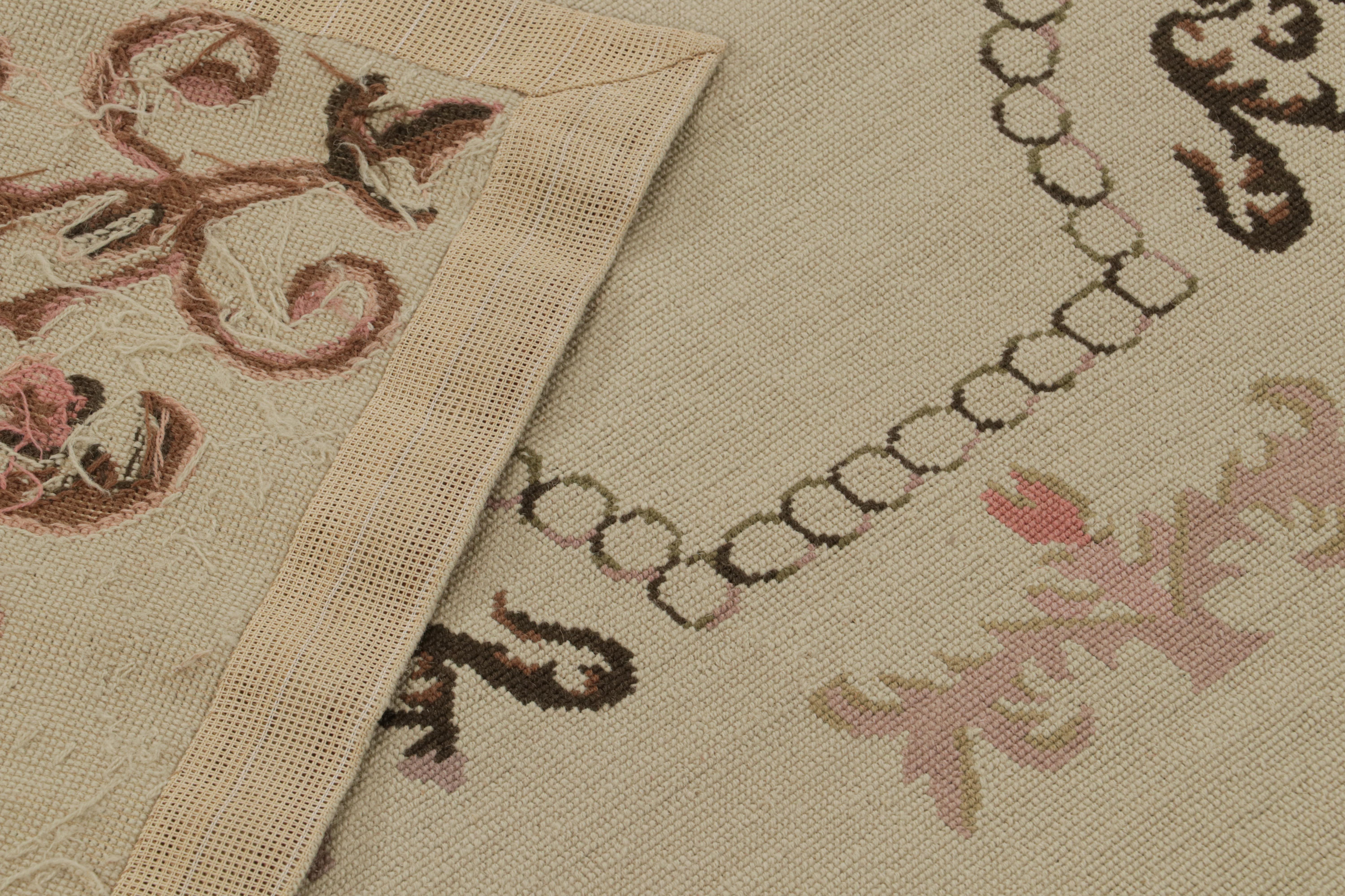 Contemporary Rug & Kilim’s Aubusson Style Flatweave Rug with an Open Field and Floral Pattern For Sale