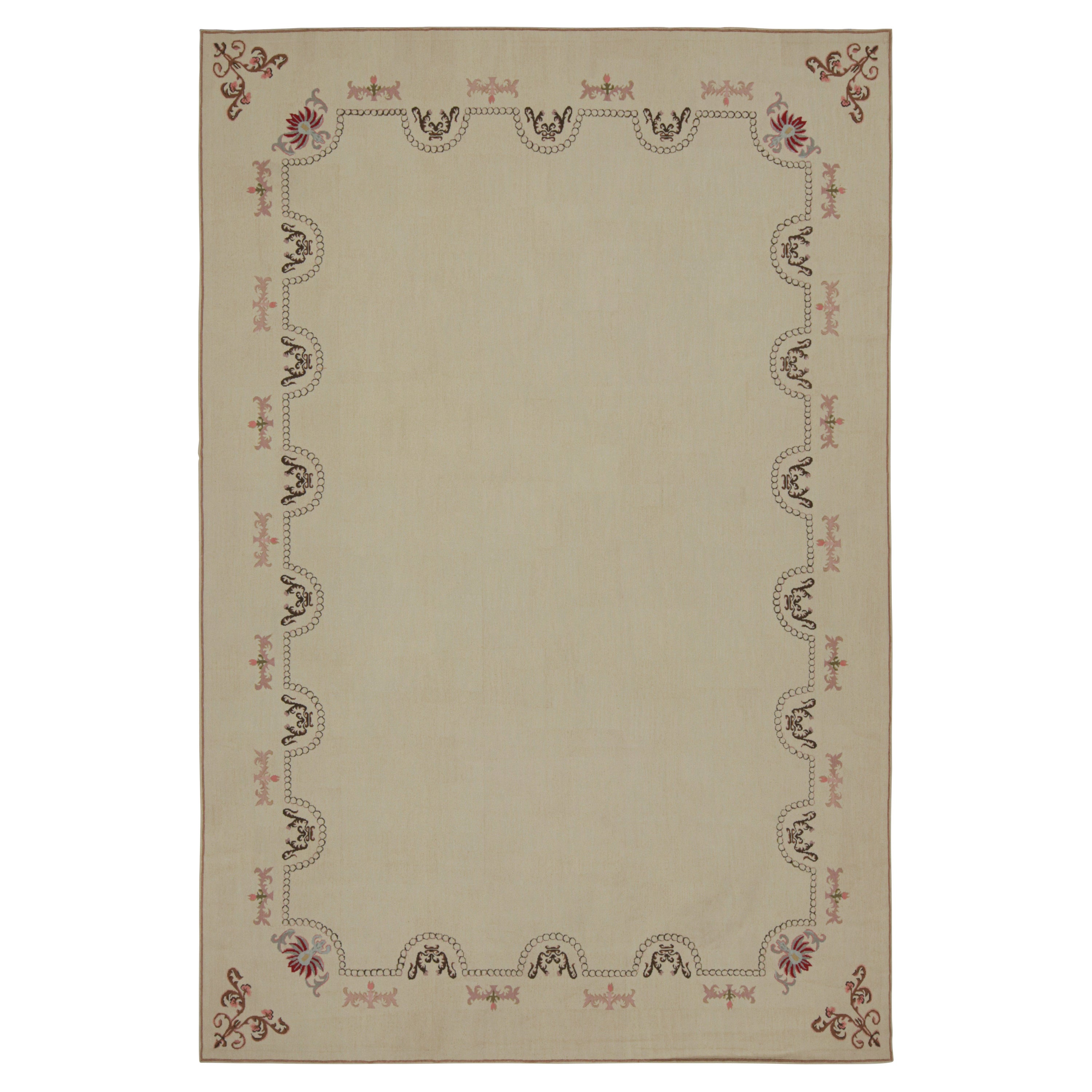 Rug & Kilim’s Aubusson Style Flatweave Rug with an Open Field and Floral Pattern