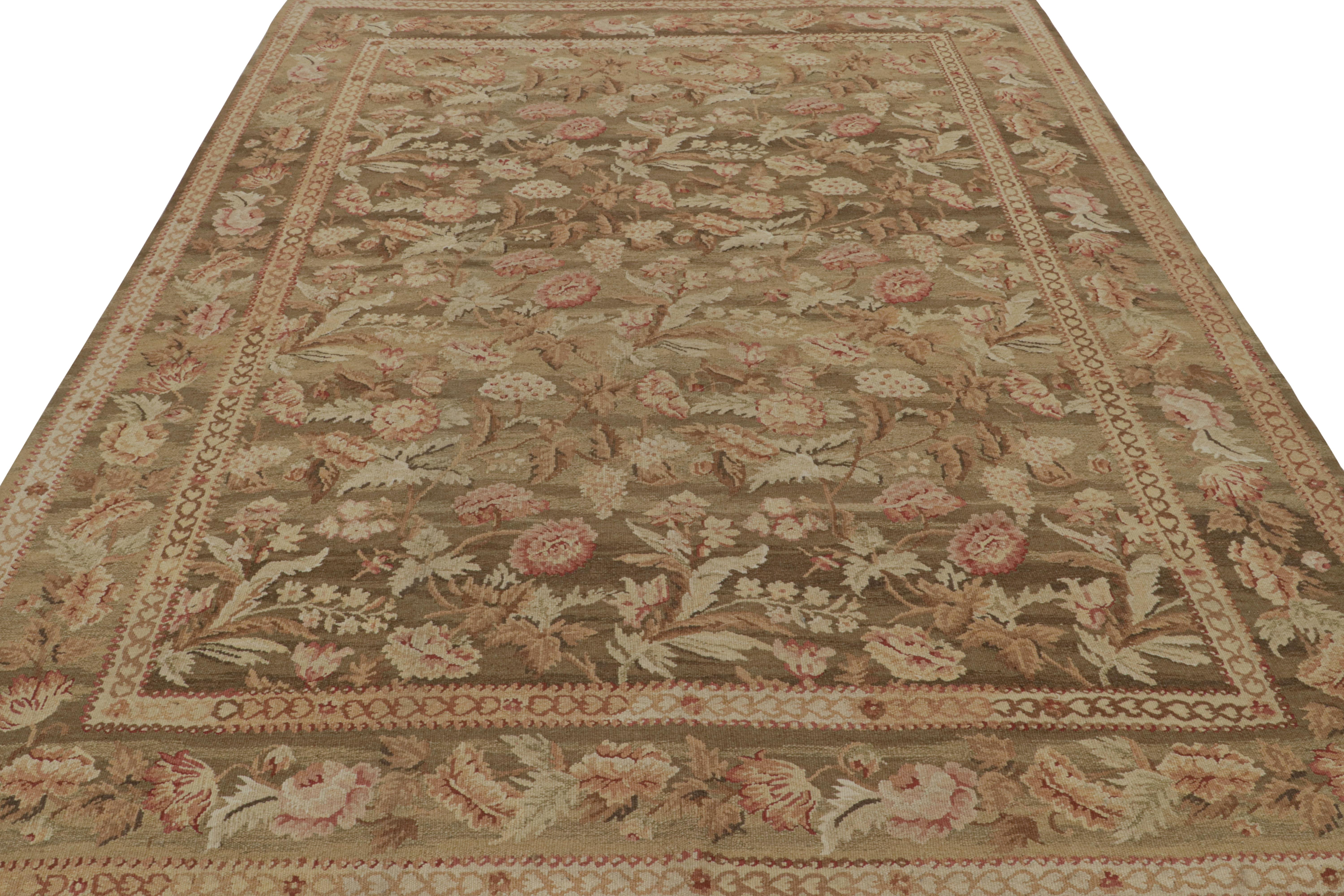 Moderno Rug & Kilim è un tappeto a trama piatta in stile Aubusson con disegno floreale botanico in vendita