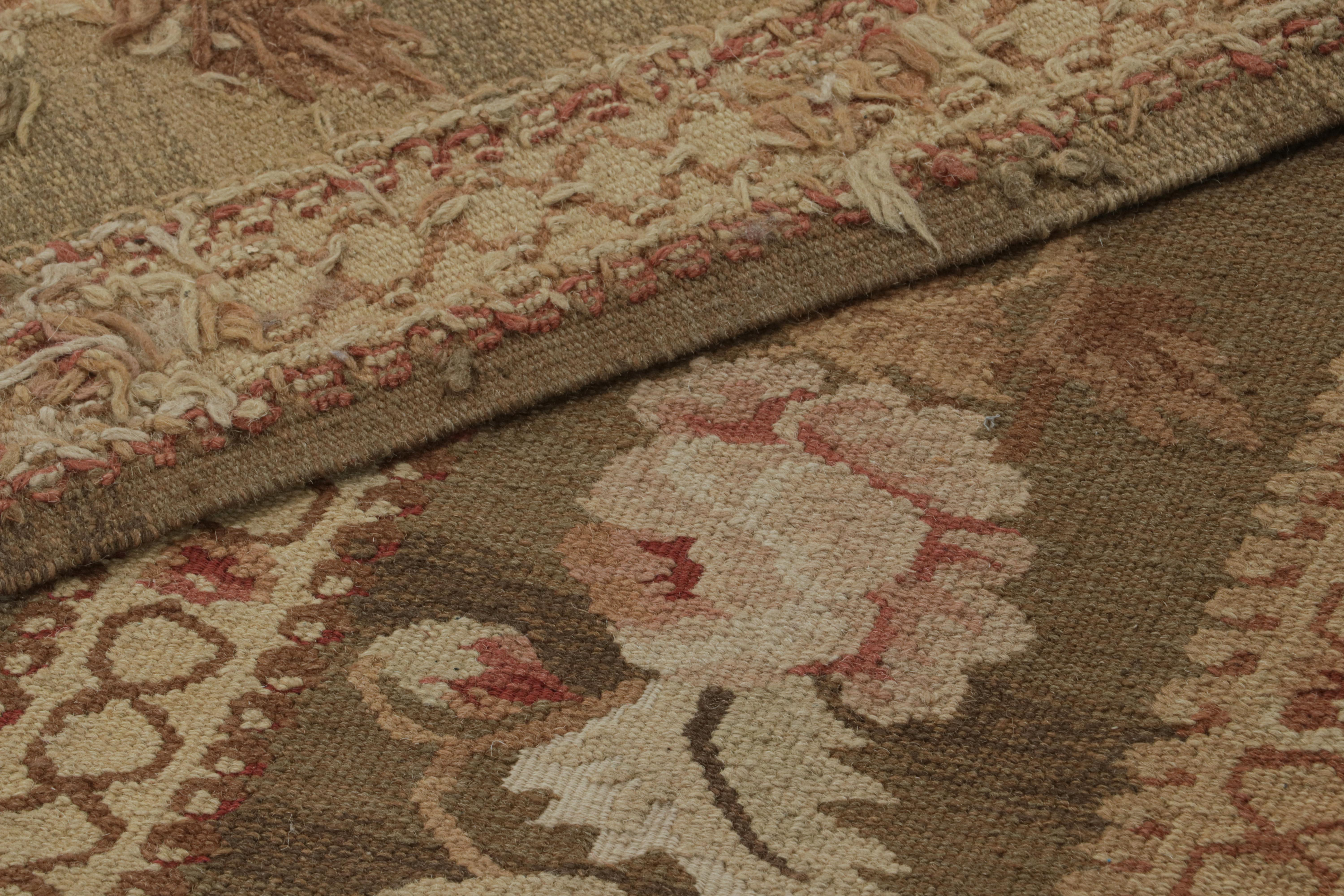 Contemporary Rug & Kilim’s Aubusson Style Flatweave Rug with Floral Botanical Design For Sale