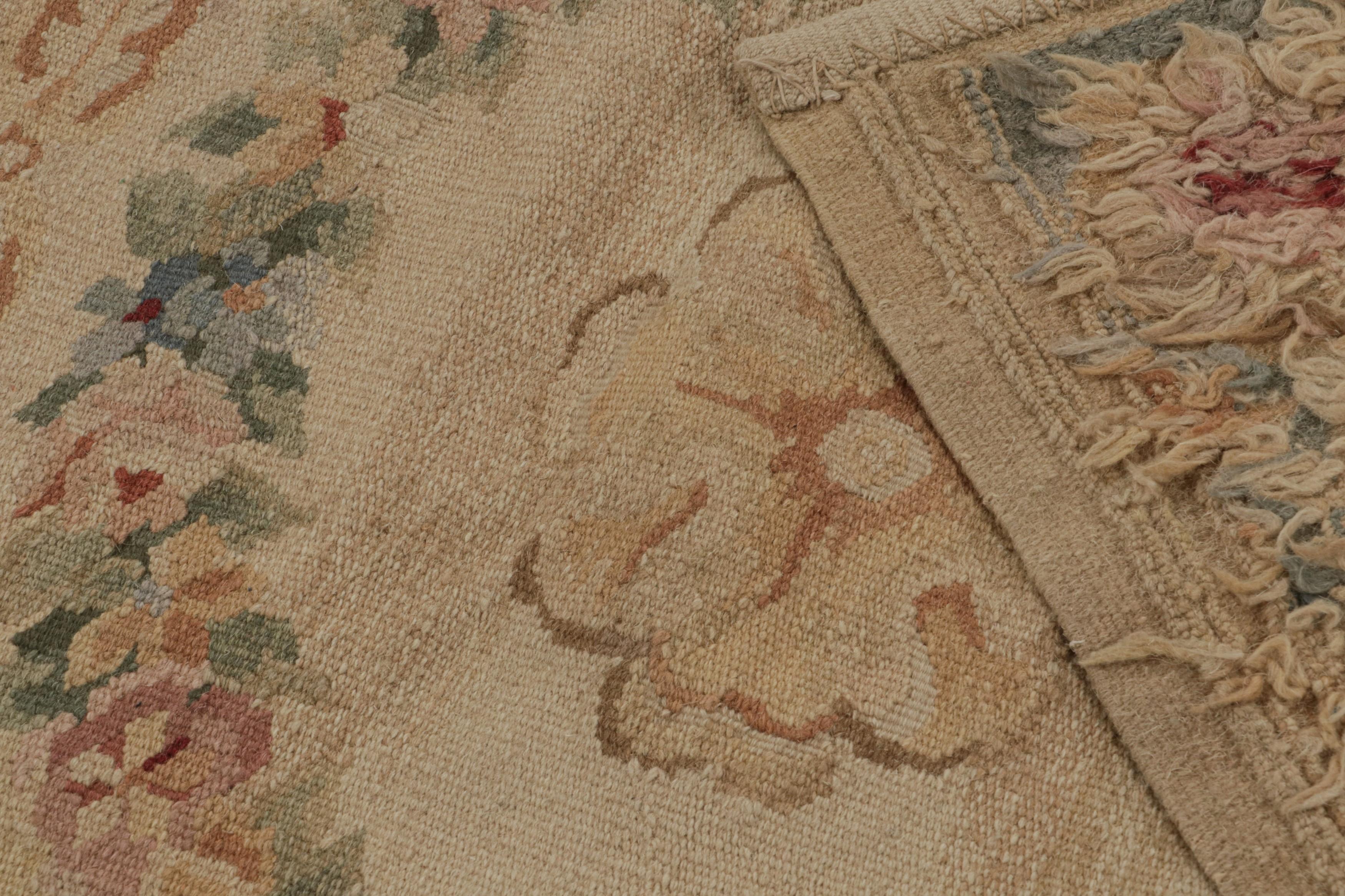 Alfombra de tejido plano estilo Aubusson con motivos florales y medallones de Rug & Kilim Siglo XXI y contemporáneo en venta