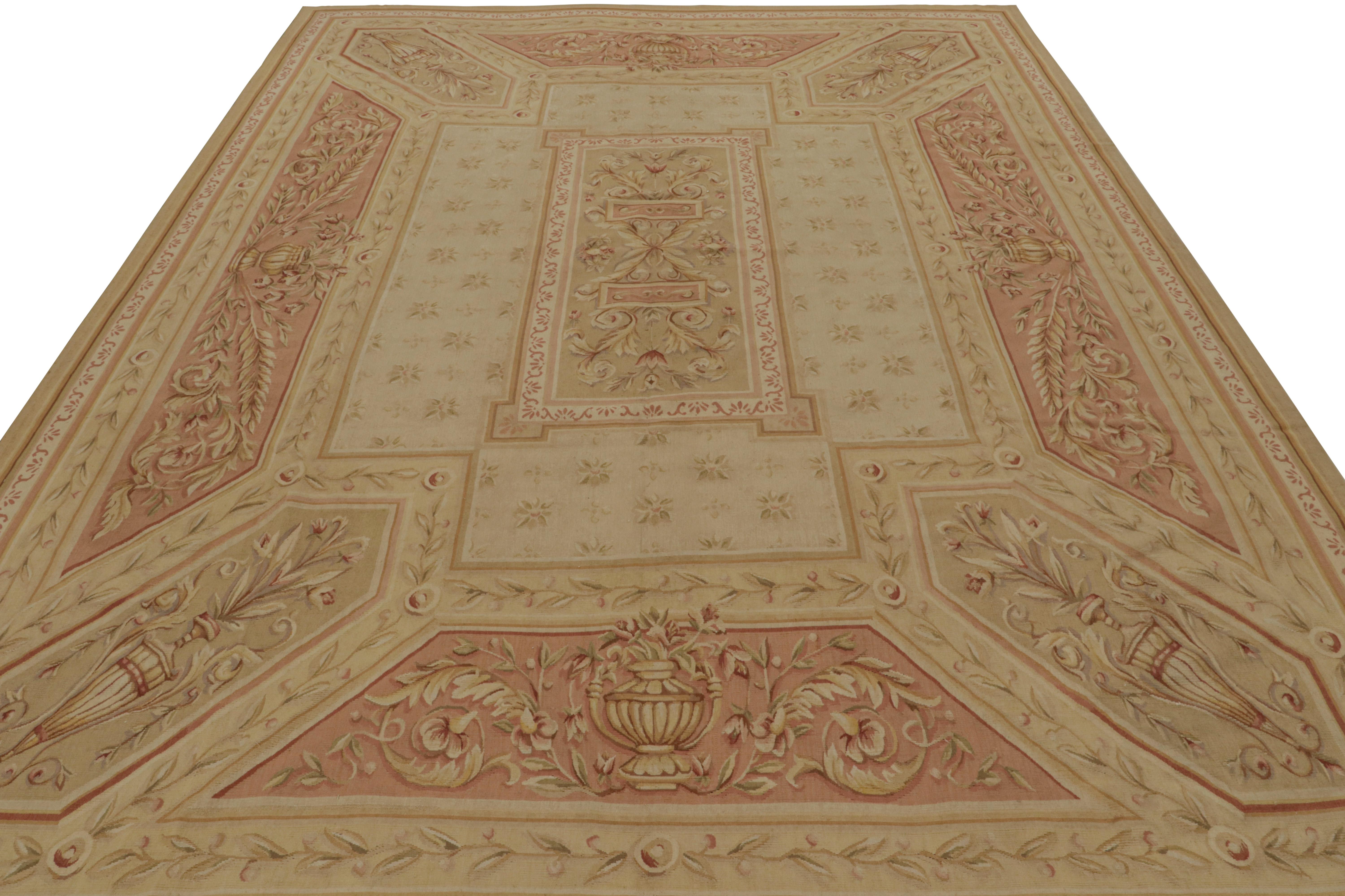 Modern Rug & Kilim’s Aubusson Style Flatweave Rug with Pictorials and Floral Pattern For Sale