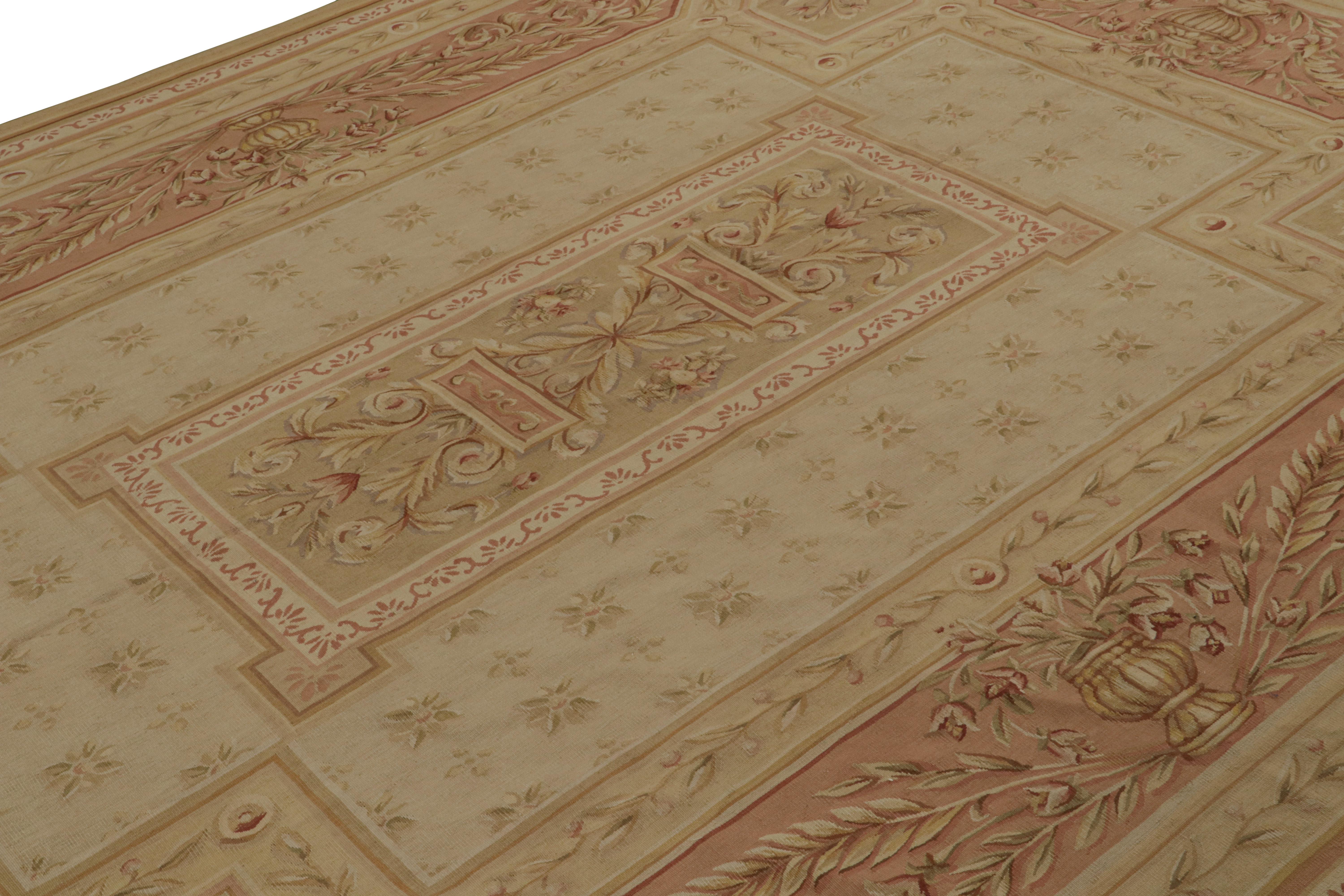 Chinois Rug & Kilim's Aubusson Style Flatweave Rug with Pictorials and Floral Pattern (tapis tissé plat de style Aubusson avec motifs floraux) en vente