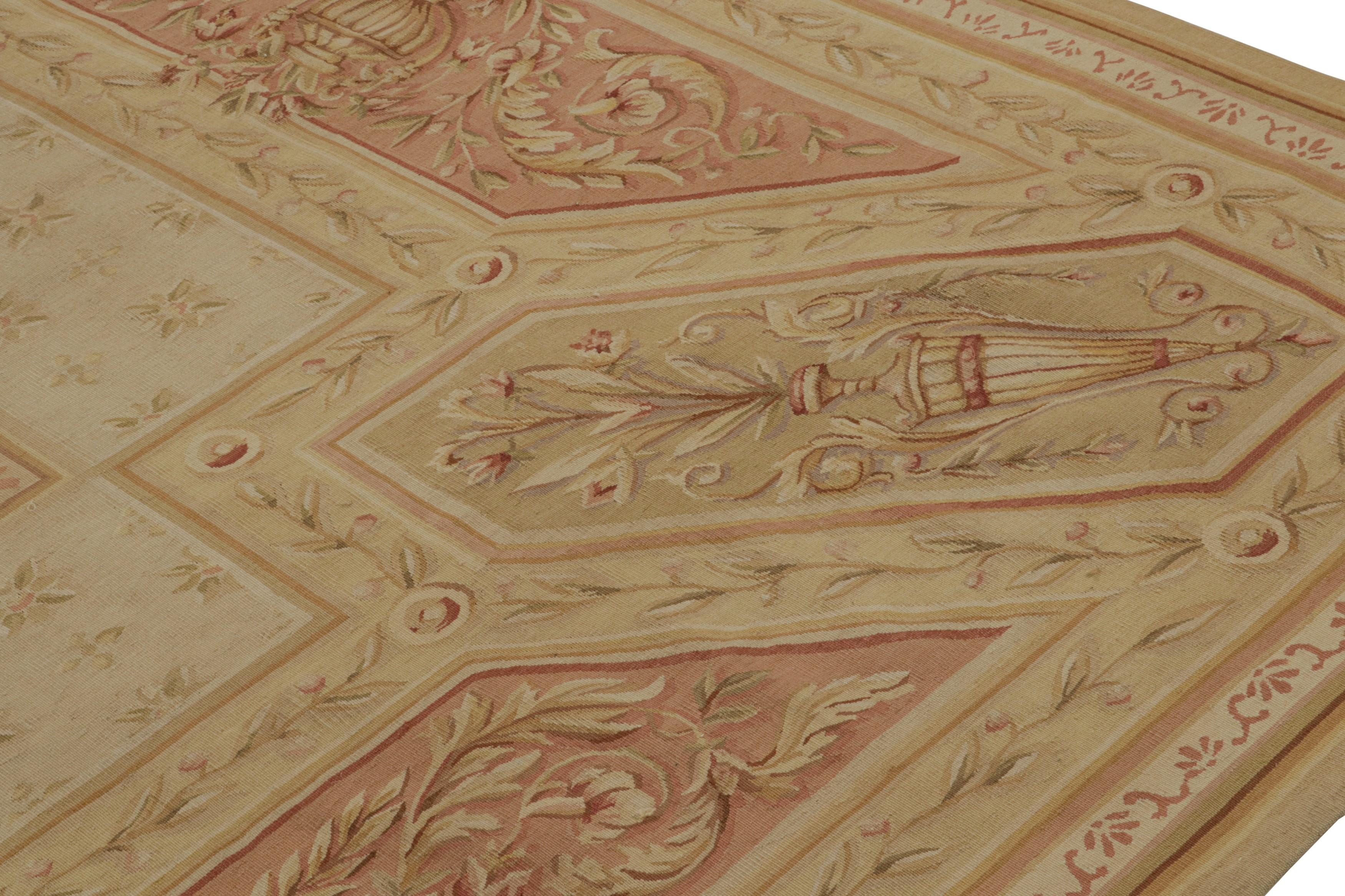 Tissé à la main Rug & Kilim's Aubusson Style Flatweave Rug with Pictorials and Floral Pattern (tapis tissé plat de style Aubusson avec motifs floraux) en vente