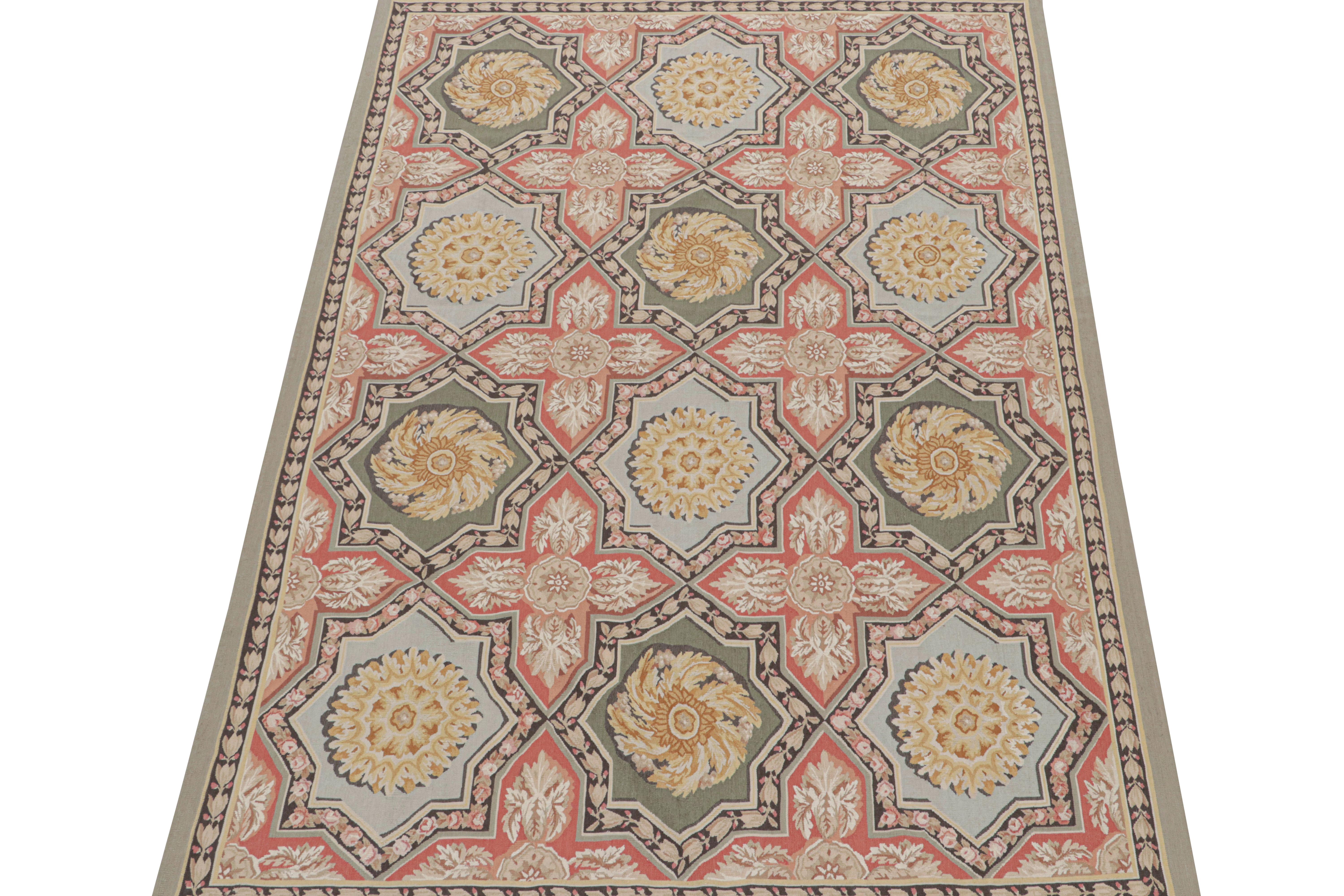 Rug & Kilim’s Aubusson Style Flatweave with Medallions and Floral Patterns In New Condition For Sale In Long Island City, NY