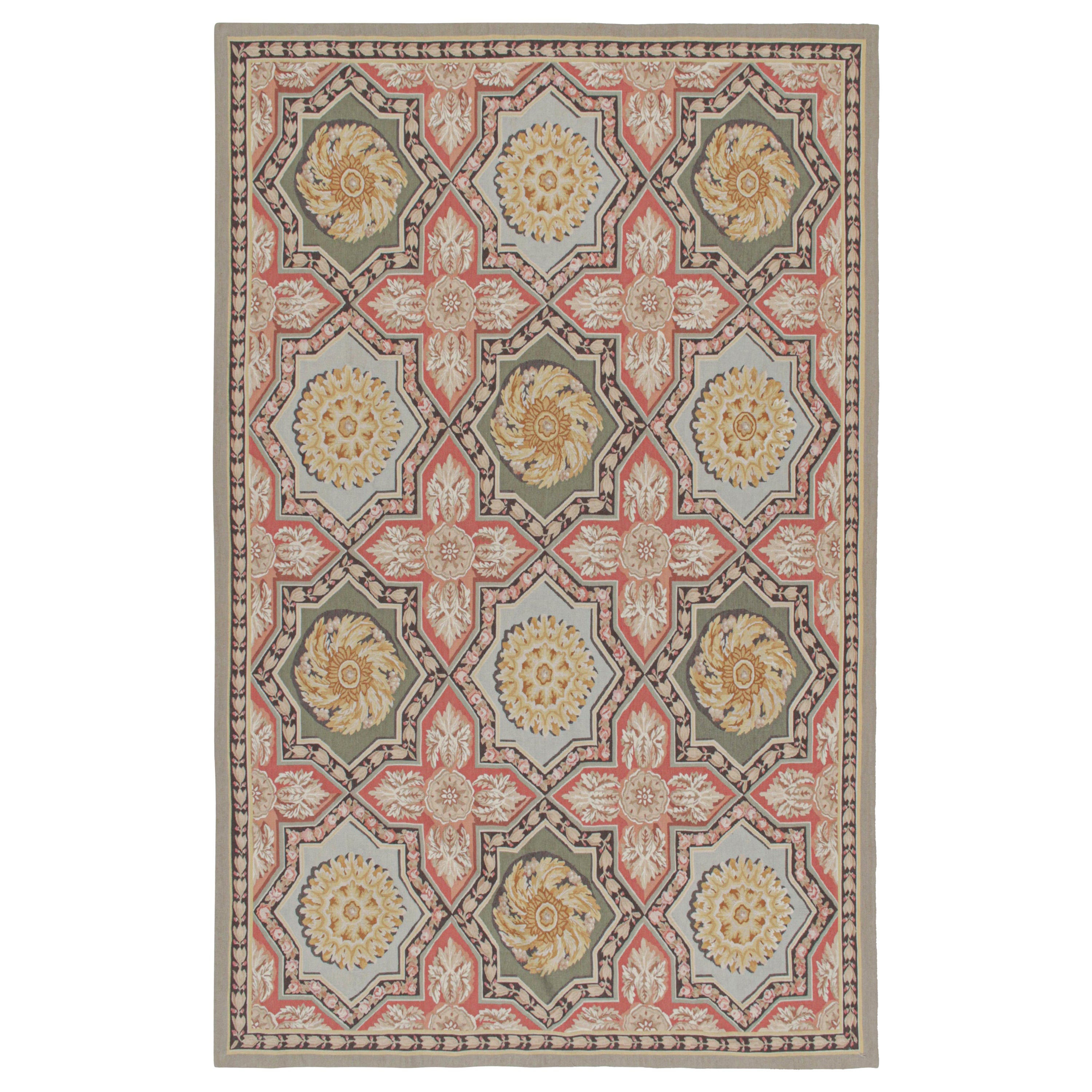 Tapis & Kilim's Aubusson Style Flatweave avec médaillons et motifs floraux