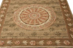 Rug & Kilim's Aubusson Style Kilim Beige Brown and Pink Floral Rug