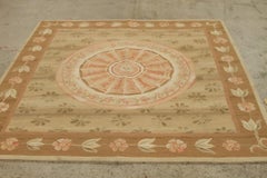 Rug & Kilim's Aubusson Style Kilim Beige Brown and Pink Floral Rug