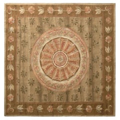 Rug & Kilim's Aubusson Style Kilim Beige Brown and Pink Floral Rug