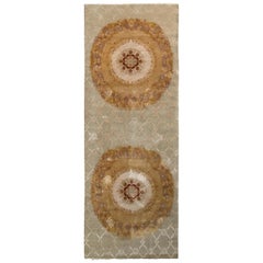 Alfombra de estilo Aubusson de Rug & Kilim con diseño de medallón beige-marrón y verde