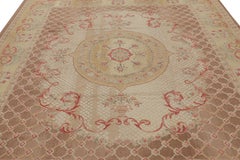 Rug & Kilim’s Aubusson Style Rug in Beige-Brown and Pink with Floral Medallion