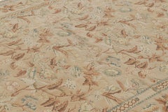 Rug & Kilim’s Aubusson Style Rug in Beige-Brown with Blue and Pink Florals