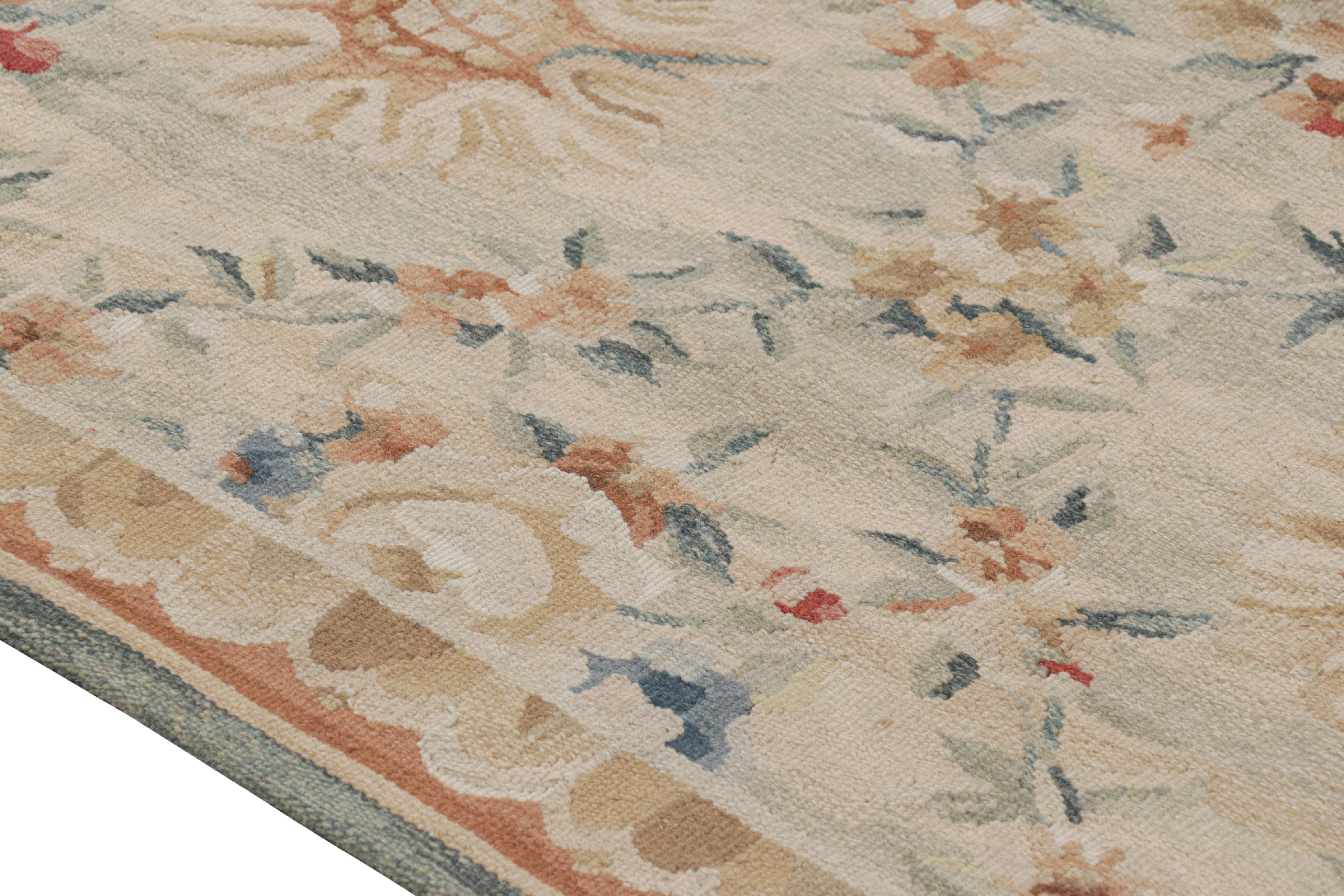 Handwoven in a wool flatweave, this 8x10 rug is a new unveiling from the European rug collection by Rug & Kilim—one of its earliest works, inspired by antique Aubusson rugs and tapestries. 

On the Design: 

Admirers of the craft will appreciate
