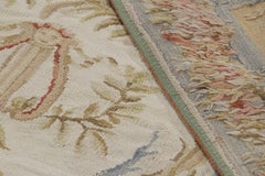 Rug & Kilim’s Aubusson Style Rug in Beige with Green and Pink Floral Medallion