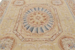 Rug & Kilim's Aubusson Style Rug in Gold & Beige with Floral Medallion