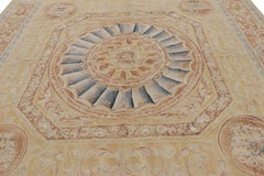 Rug & Kilim's Aubusson Style Rug in Gold & Beige with Floral Medallion