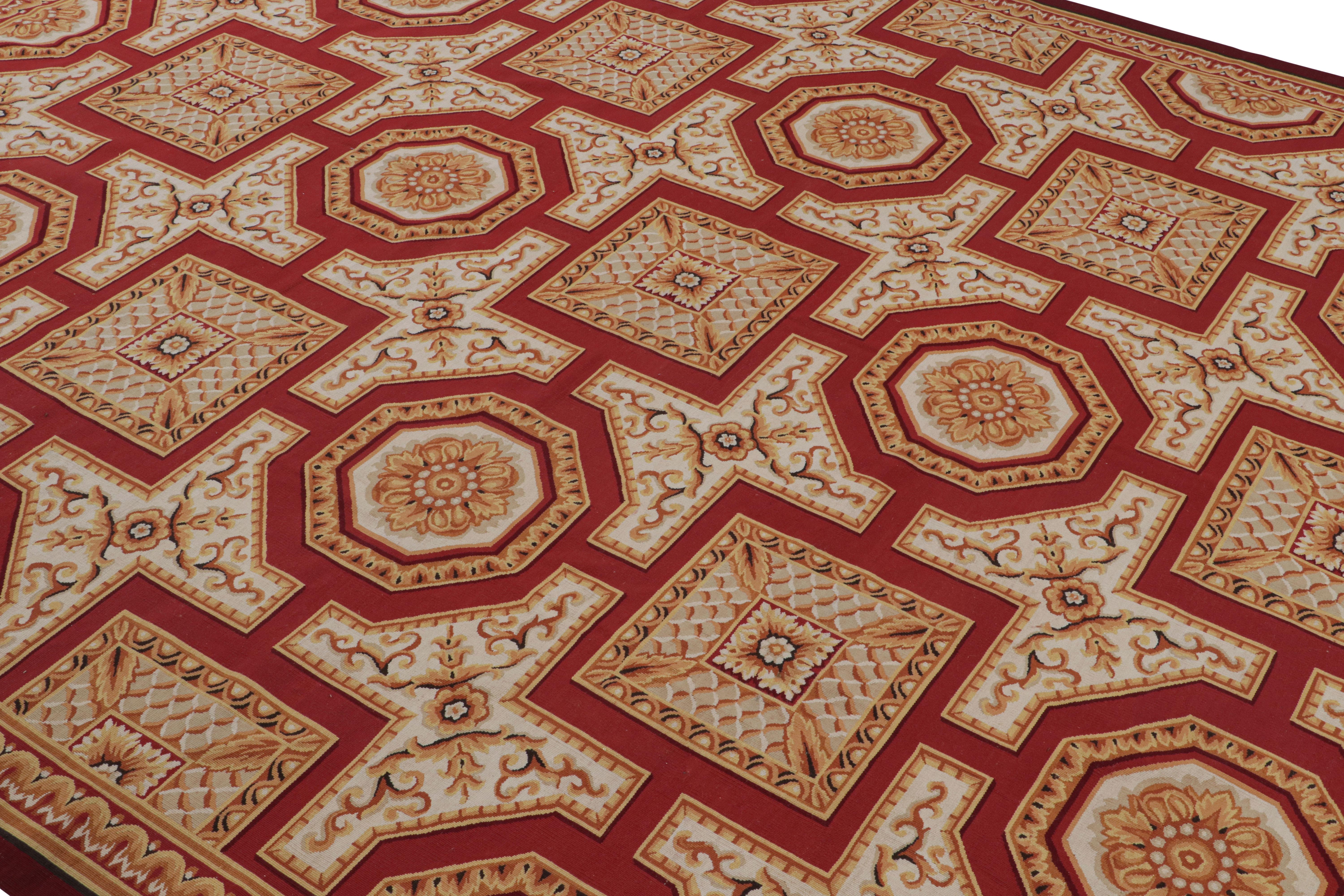 Dieser 9x11 große, handgewebte Wollteppich ist eine Neuheit aus der europäischen Teppichkollektion von Rug & Kilim - eine der ersten Arbeiten des Unternehmens, inspiriert von antiken Aubusson-Teppichen und Wandteppichen. 

Über das Design: