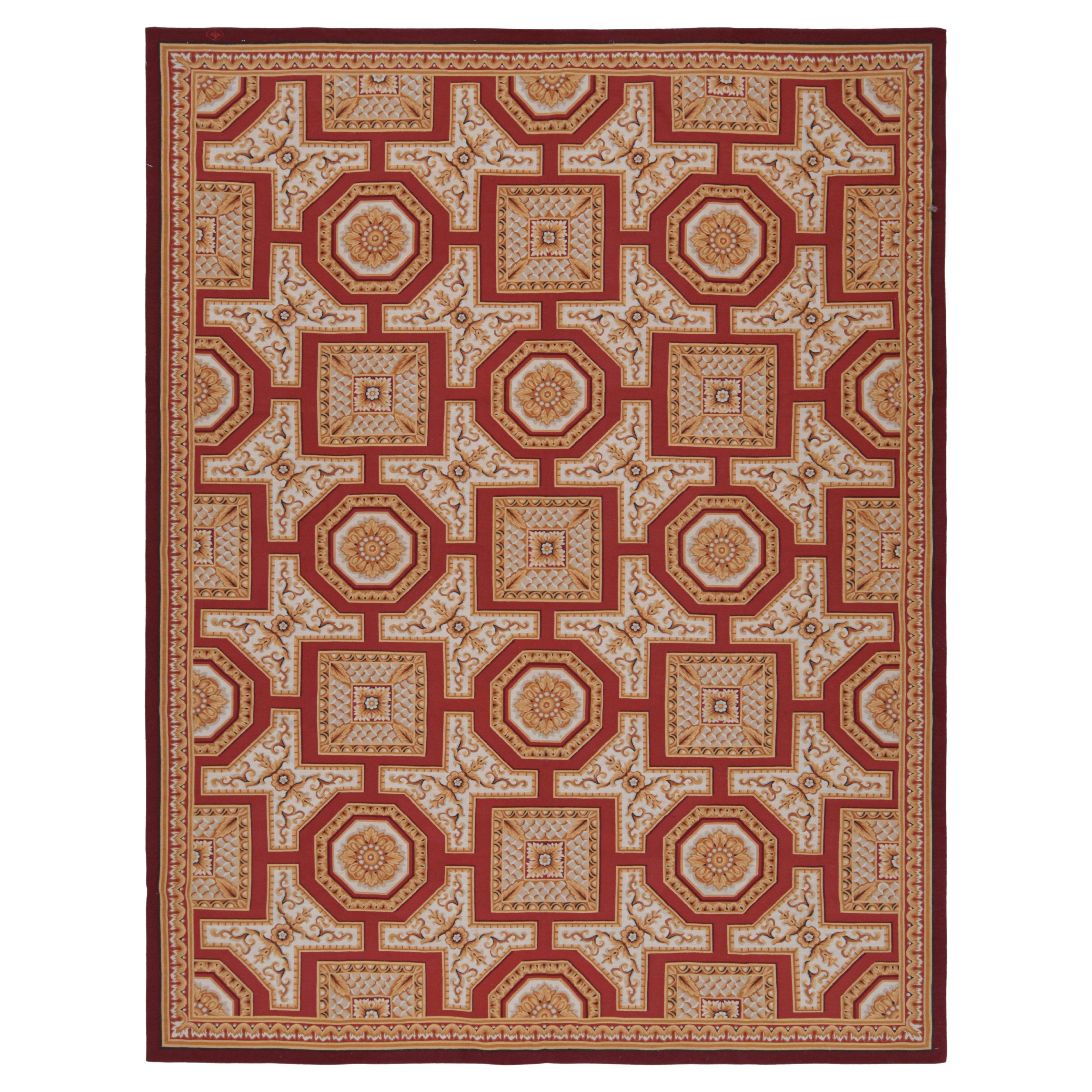 Rug & Kilim’s Aubusson Style Rug with Red with Gold Floral Medallions