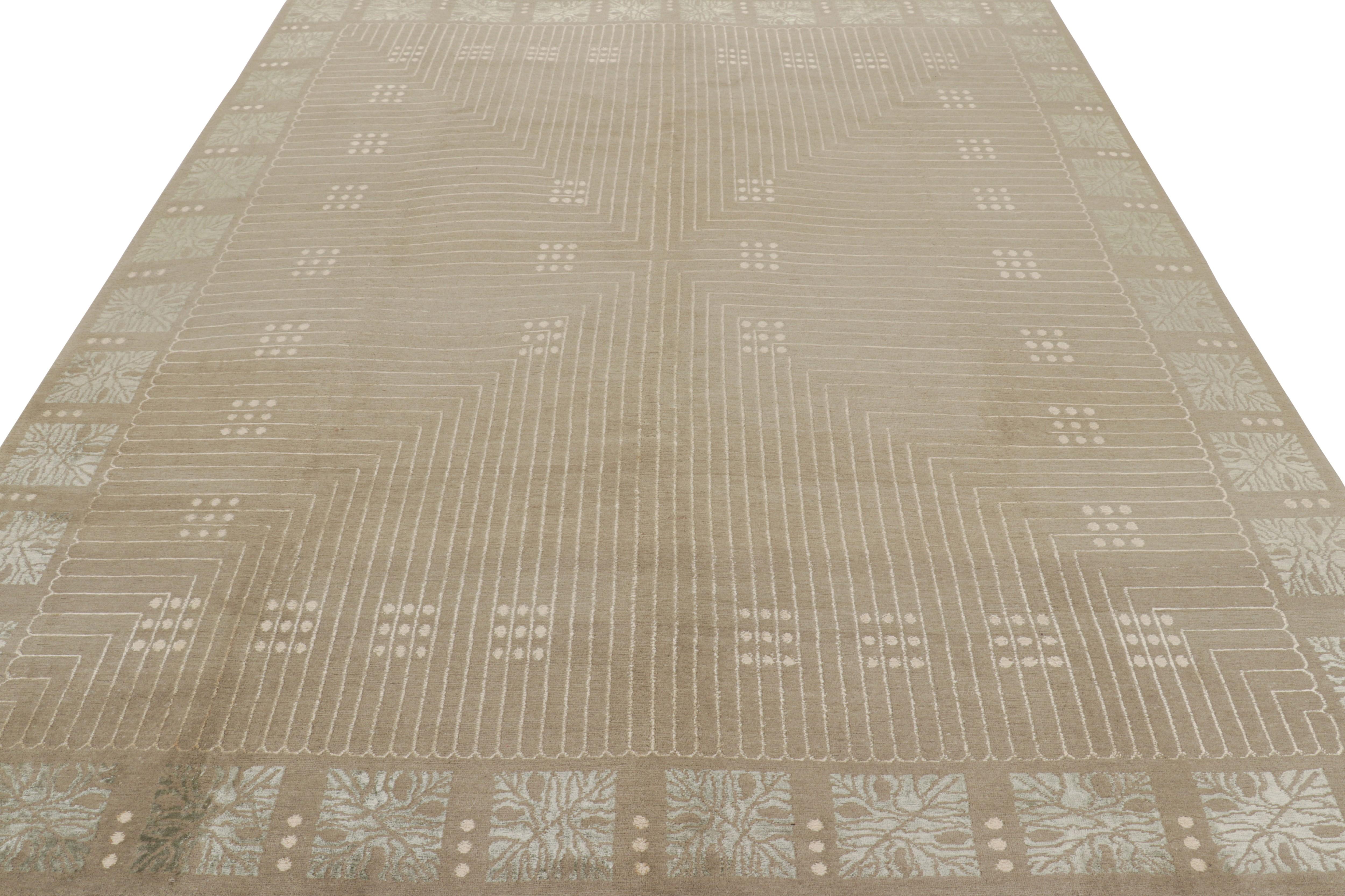 Noué à la main Tapis et tapis de style Art déco autrichien de Kilim en motif géométrique brun beige en vente