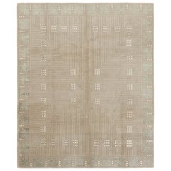 Rug & Kilim's Austrian Art Deco Style Rug in Beige Brown Geometric Pattern