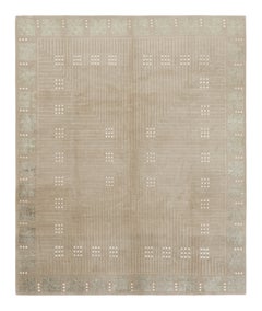 Rug & Kilim's Austrian Art Deco Style Rug in Beige Brown Geometric Pattern
