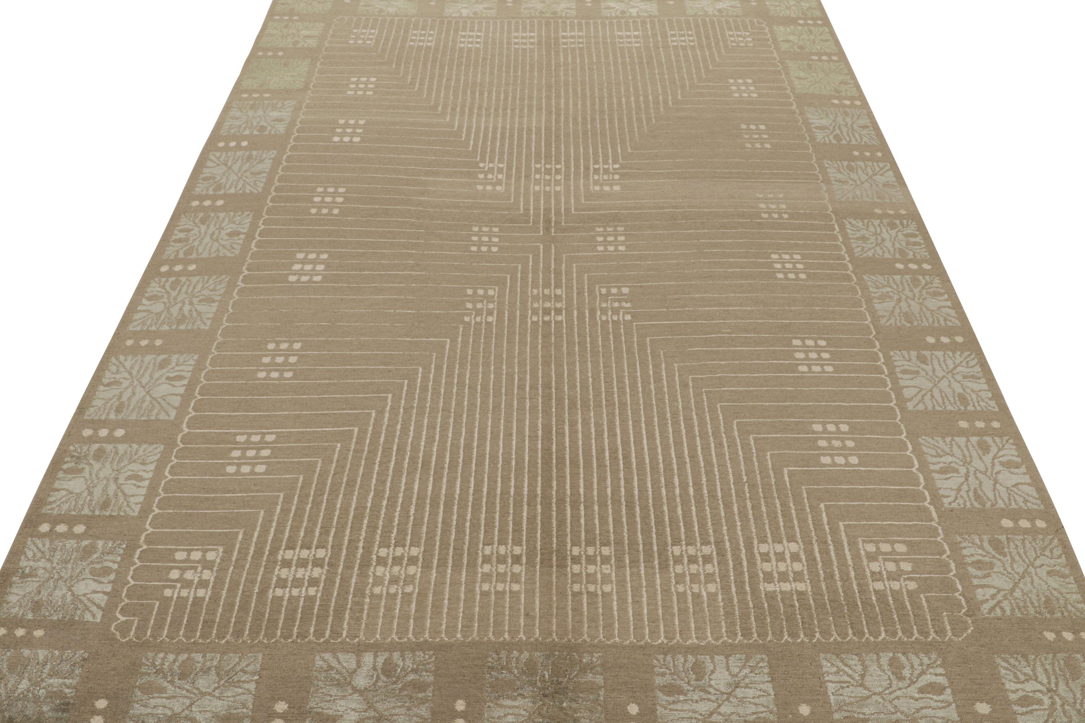 Alfombra austriaca de estilo Art Déco Rug & Kilim en beige-marrón con motivos geométricos Art Decó en venta