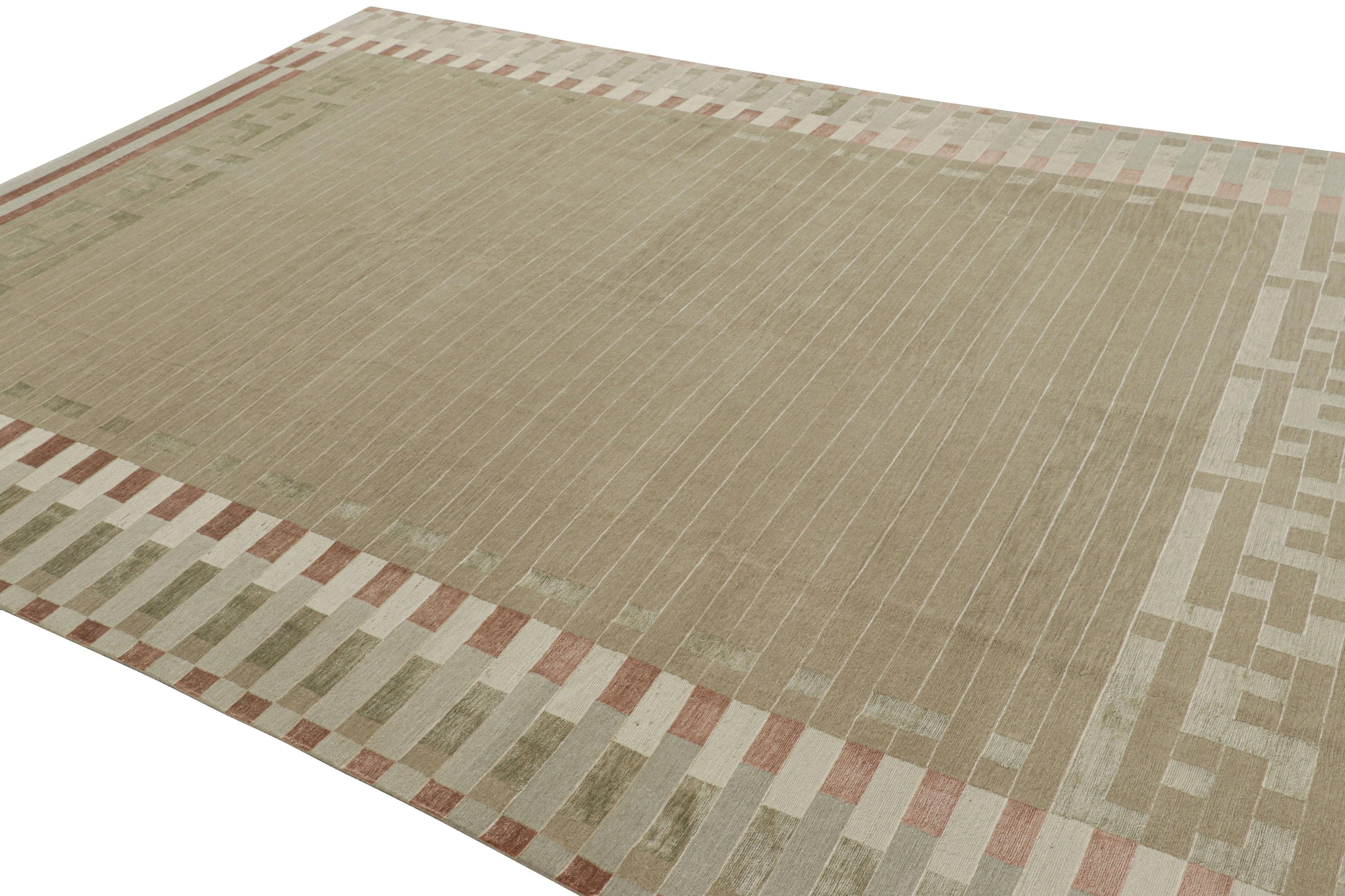 Annodato a mano Rug & Kilim è un tappeto austriaco in stile Art Deco nei toni del marrone e del verde 