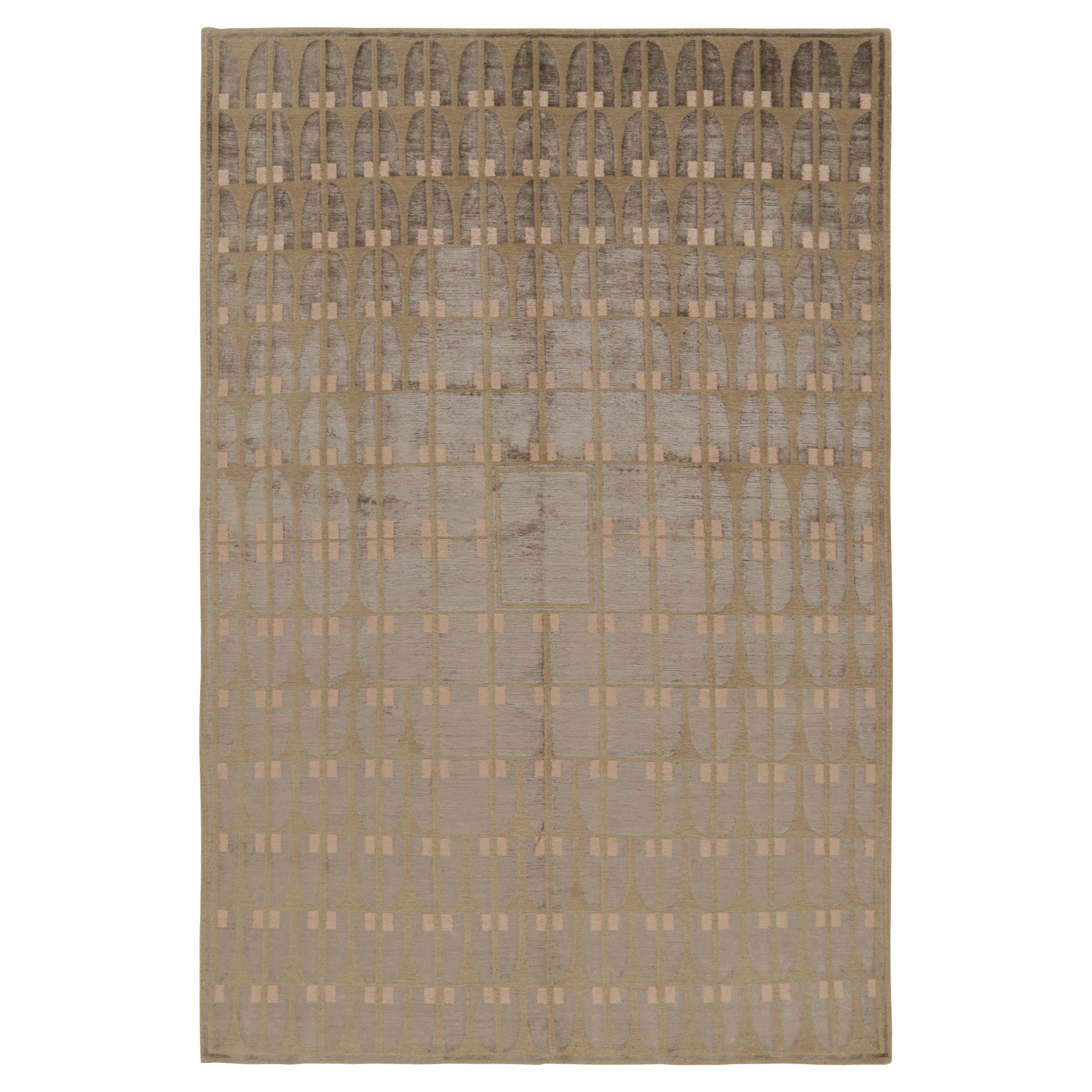 Tapis & Kilim''s Autriche Style Art Déco Vert Modern Tapis Personnalisé - 18''x19''6