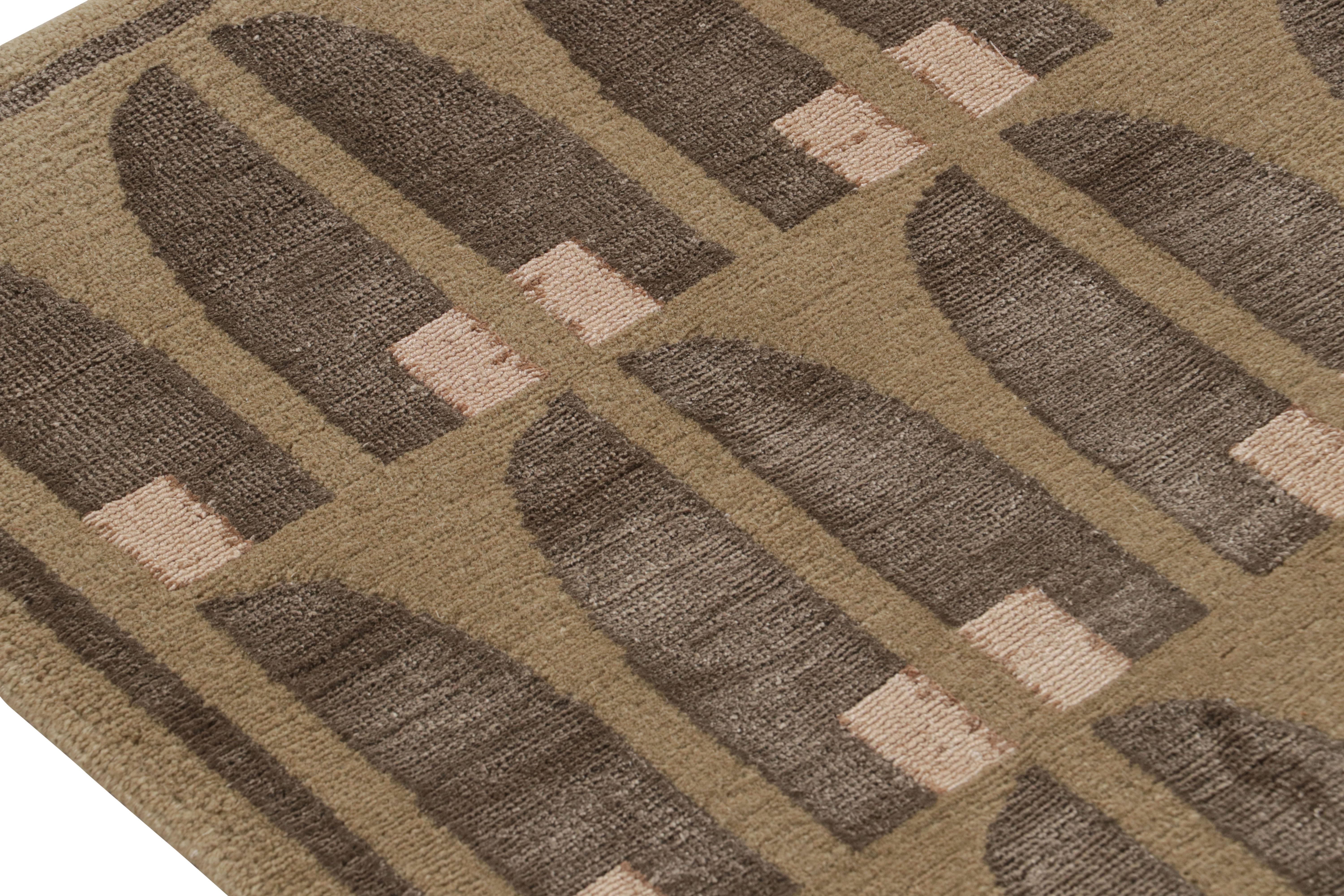 Hand-Knotted Rug & Kilim's Austrian Art Deco Style Rug Modern Green Wool and Silk Custom For Sale
