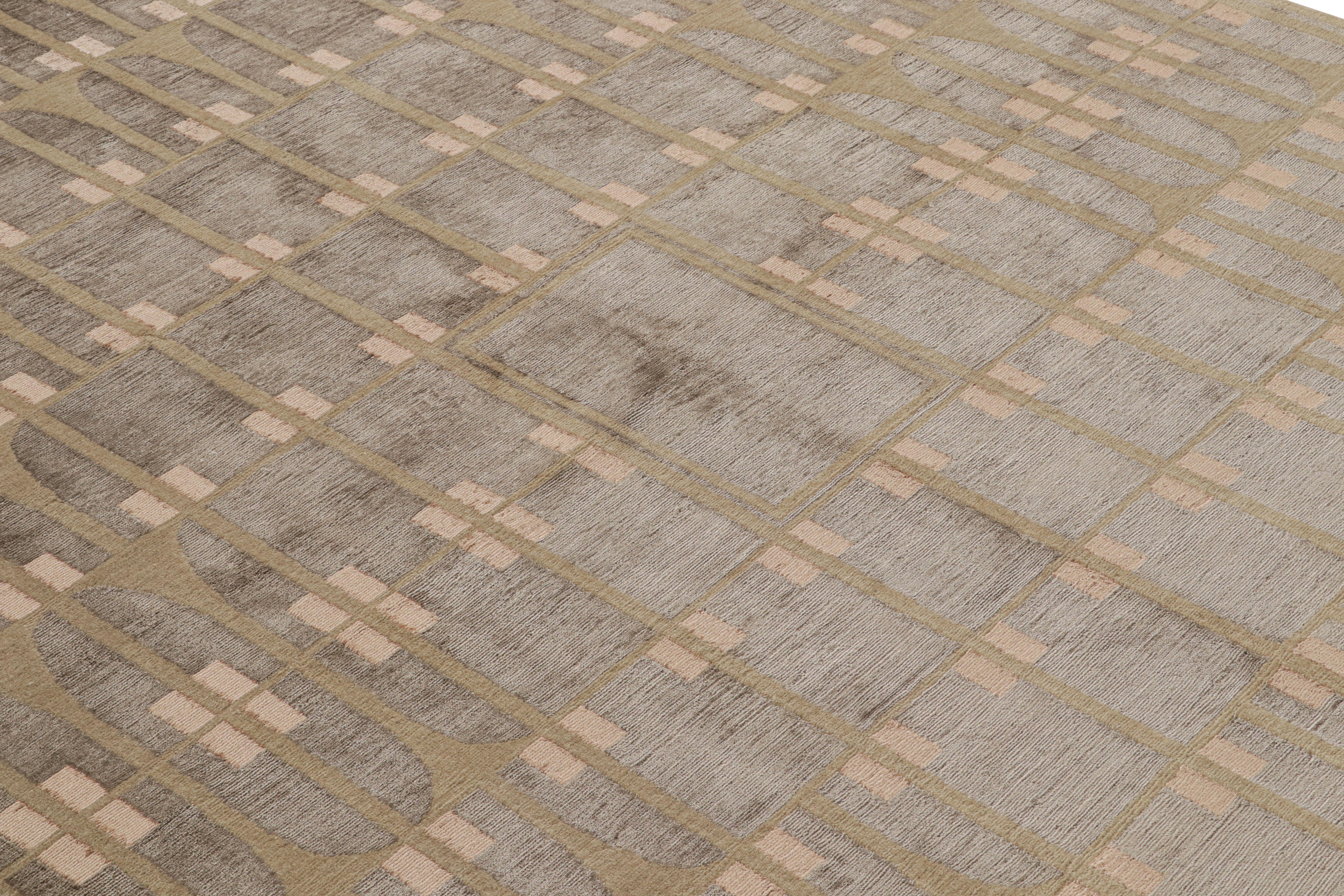 Rug & Kilim's Austrian Art Deco Style Rug Modern Green Wool and Silk Custom In Excellent Condition For Sale In Long Island City, NY