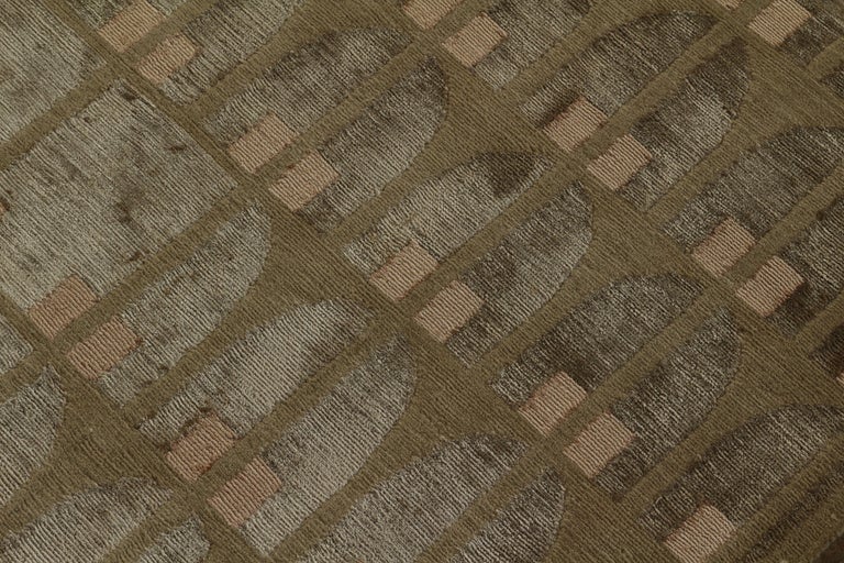 Rug and Kilim's Austrian Art Deco Style Rug Modern Green Wool and Silk